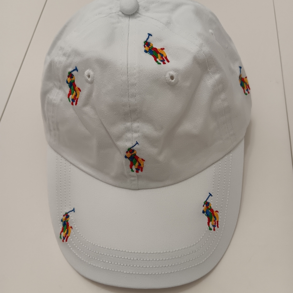 POLO RALPH LAUREN MEN'S CLASSIC WHITE ALL OVER LOGOS CAP HAT OSFA $49 BRAND NWT